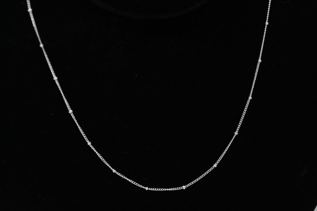 Sterling Silver, 1.0mm Width by 1.9mm Length, 16 Inch Regular Satellite Chain with 5.0mm Width / Length by 1.0mm Thick, Smooth Spring Ring Clasp. Quantity Per Pack: 1 Piece.