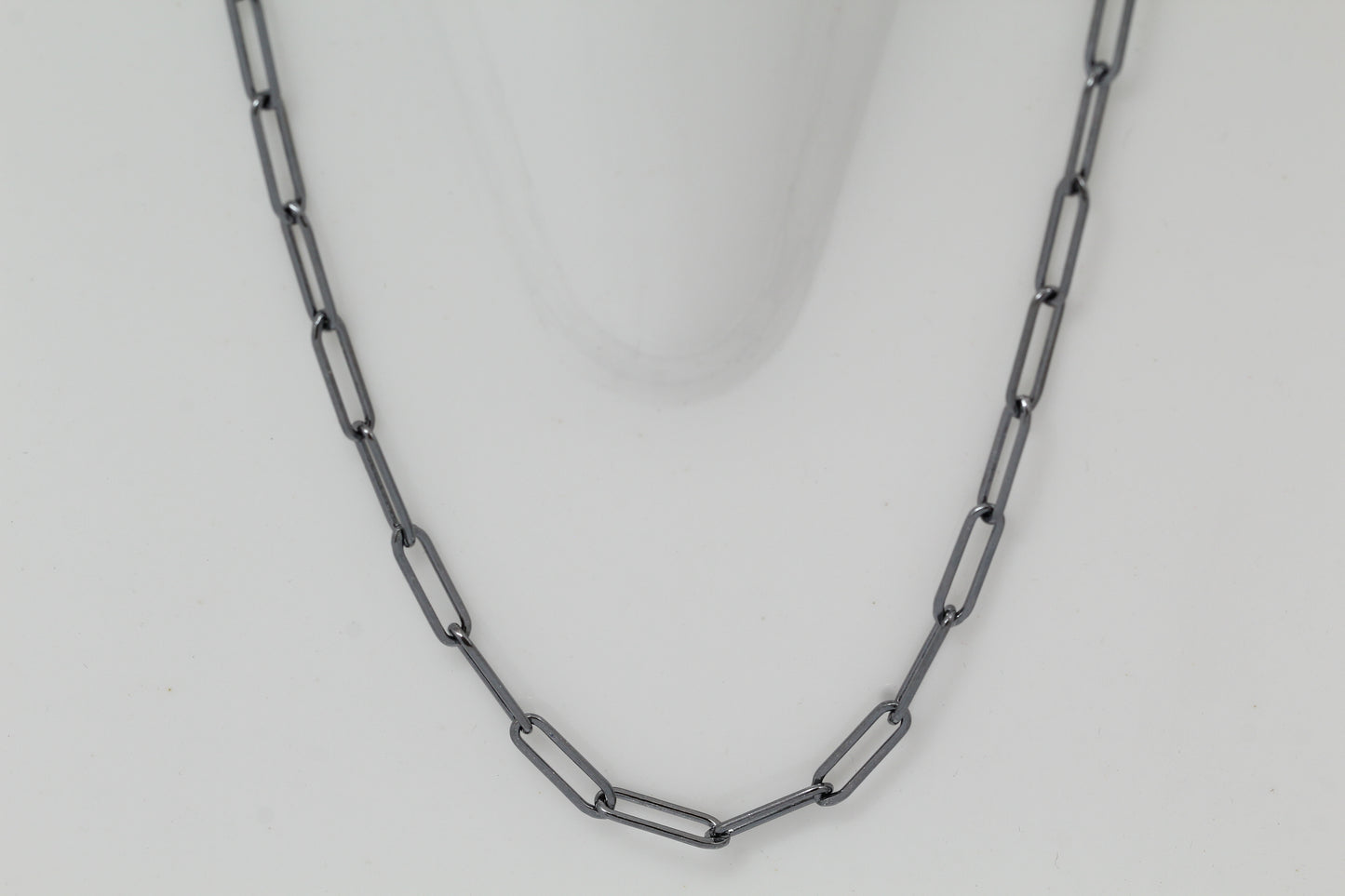 Sterling Silver Black Diamond, 3.8mm Width by 13.1mm Length, 18 Inch Flat Elongated Cable Chain with 11.5mm Length by 2.1mm Thick, Oval Trigger Lobster Clasp. Quantity Per Pack: 1 Piece.