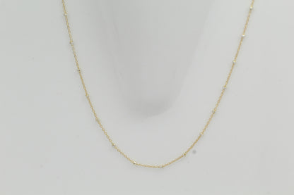 2 Tone - Gold Filled & Sterling Silver, 1.0mm Width / Length, 18 Inch Regular Satellite Chain with 5.0mm Width / Length by 1.0mm Thick, Smooth Spring Ring Clasp. Quantity Per Pack: 1 Piece.