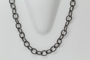 Sterling Silver Black Diamond, 8.0mm Width by 10.3mm Length, 24 Inch Twisted Cable Chain with 13.0mm Length by 3.0mm Thick, Trigger Lobster Clasp. Quantity Per Pack: 1 Piece.