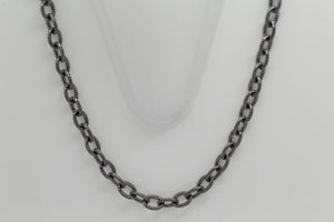 Sterling Silver Black Diamond, 5.8mm Width by 8.4mm Length, 24 Inch Twisted Cable Chain with 13.0mm Length by 3.0mm Thick, Trigger Lobster Clasp. Quantity Per Pack: 1 Piece.