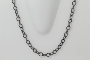 Sterling Silver Black Diamond, 5.4mm Width by 7.2mm Length, 24 Inch Twisted Cable Chain with 11.0mm Length by 3.0mm Thick, Trigger Lobster Clasp. Quantity Per Pack: 1 Piece.