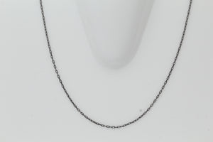 Sterling Silver Black Diamond, 0.8mm Width by 1.0mm Length, 18 Inch Cable Chain with 5.0mm Width / Length by 0.9mm Thick, Smooth Spring Ring Clasp. Quantity Per Pack: 1 Piece.