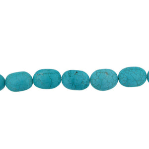 Stabilized Turquoise, 17.9mm Width by 11.4mm Length by 23.7mm Height, Oval Stone Bead. Quantity per pack: 16 Pieces.