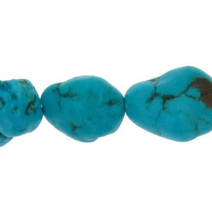 Turquoise, 11.8mm Width by 8.4mm Length by 16.7mm Height, Natural Nugget Stone Bead. Quantity per pack: 30 Pieces.