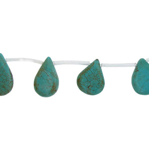 Stabilized Turquoise, 16.3mm Width by 3.3mm Length by 22.1mm Height, Teardrop Stone Bead. Quantity per pack: 17 Pieces.