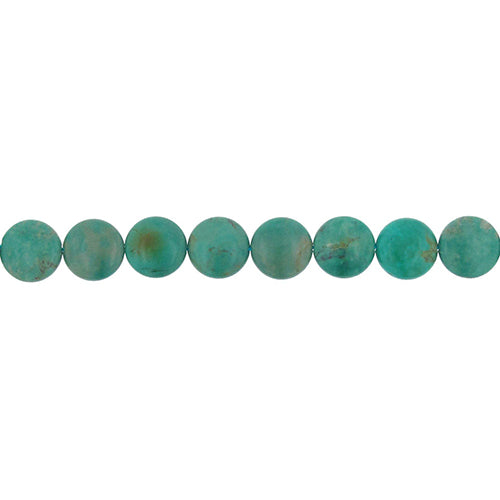 Turquoise, 14.0mm Width by 5.4mm Length by 14.0mm Height, Round Stone Bead. Quantity per pack: 29 Pieces.