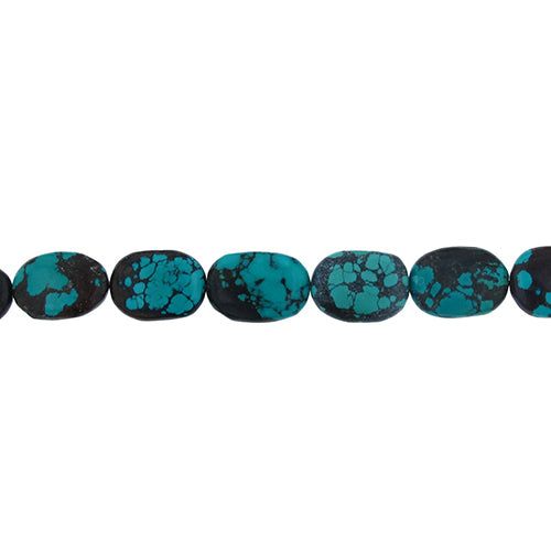 Turquoise, 14.7mm Width by 9.5mm Length by 21.0mm Height, Natural Oval Stone Bead. Quantity per pack: 14 Pieces.