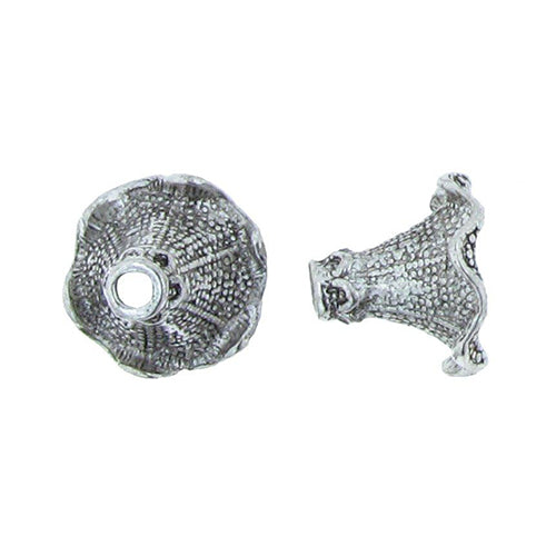 Pewter, 21.9mm Width by 20.6mm Length by 17.1mm Height, Textured Fancy Cone. Quantity Per Pack: 5 Pieces.
