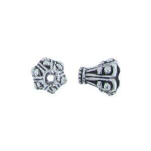 Pewter, 9.3mm Width by 8.5mm Length by 9.7mm Height, Textured Fancy Cone. Quantity Per Pack: 25 Pieces.