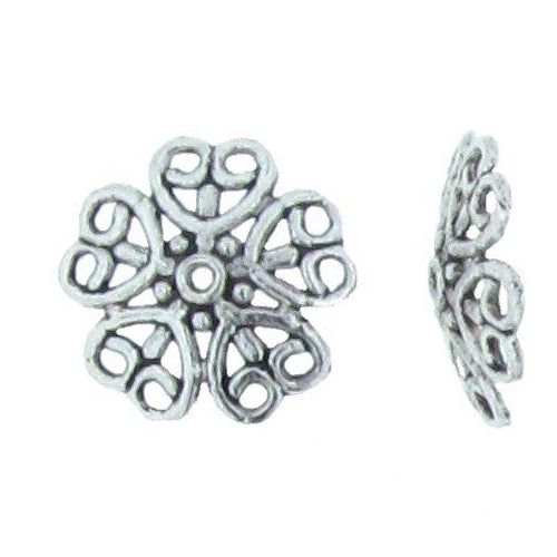 Pewter, 18.0mm Width by 18.0mm Length by 3.6mm Height, Textured Bead Cap. Quantity Per Pack: 34 Pieces.