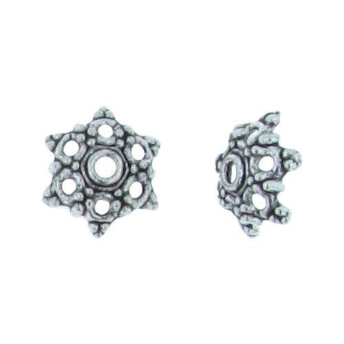 Pewter, 12.6mm Width by 12.6mm Length by 5.2mm Height, Textured Star Bali Bead Cap. Quantity Per Pack: 37 Pieces.