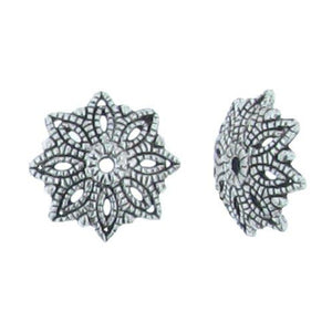 Pewter, 14.7mm Width by 14.6mm Length by 3.7mm Height, Textured Star Bali Bead Cap. Quantity Per Pack: 38 Pieces.