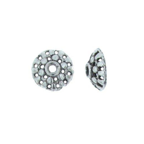 Pewter, 11.2mm Width by 11.2mm Length by 3.8mm Height, Textured Bead Cap. Quantity Per Pack: 70 Pieces.