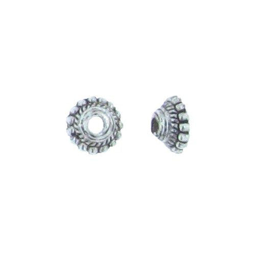 Pewter, 7.7mm Width by 7.7mm Length by 3.3mm Height, Textured Bead Cap. Quantity Per Pack: 95 Pieces.