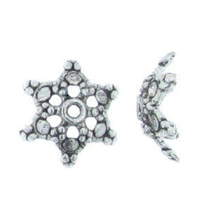 Pewter, 14.7mm Width by 14.6mm Length by 3.7mm Height, Textured Star Bali Bead Cap. Quantity Per Pack: 40 Pieces.