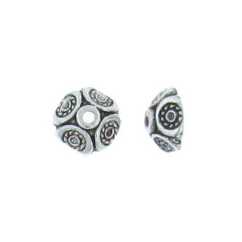 Pewter, 9.3mm Width by 9.1mm Length by 3.8mm Height, Textured Square Bead Cap. Quantity Per Pack: 95 Pieces.