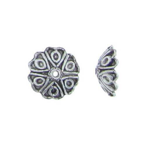 Pewter, 12.2mm Width by 12.2mm Length by 4.2mm Height, Textured Bead Cap. Quantity Per Pack: 61 Pieces.