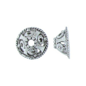 Pewter, 12.9mm Width by 12.8mm Length by 5.9mm Height, Textured Bead Cap. Quantity Per Pack: 35 Pieces.