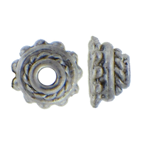 Pewter, 6.2mm Width by 6.1mm Length by 3.7mm Height, Textured Bead Cap. Quantity Per Pack: 92 Pieces.