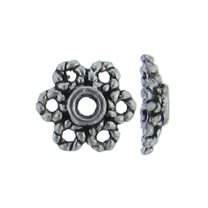 Pewter, 9.8mm Width by 9.8mm Length by 3.0mm Height, Textured Bead Cap. Quantity Per Pack: 90 Pieces.