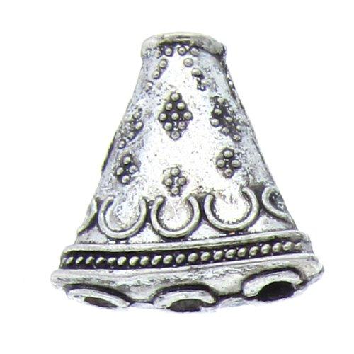 Pewter, 17.3mm Width by 21.9mm Length by 20.6mm Height, Textured, Fancy Bead Cap. Quantity Per Pack: 5 Pieces.