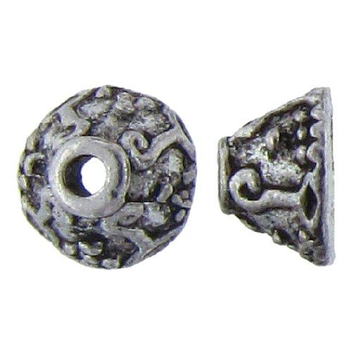 Pewter, 9.0mm Width by 9.0mm Length by 5.7mm Height, Textured Cone. Quantity Per Pack: 32 Pieces.