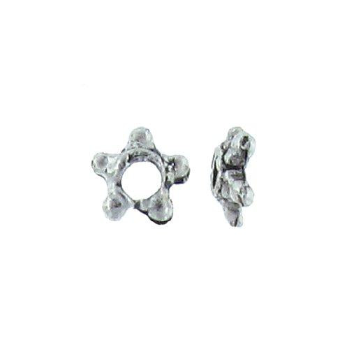 Pewter, 5.6mm Width by 5.8mm Length by 1.9mm Height, Textured Star Bead Cap. Quantity Per Pack: 358 Pieces.
