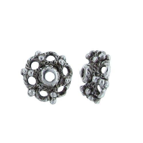 Pewter, 11.1mm Width by 11.1mm Length by 4.3mm Height, Textured Bead Cap. Quantity Per Pack: 35 Pieces.