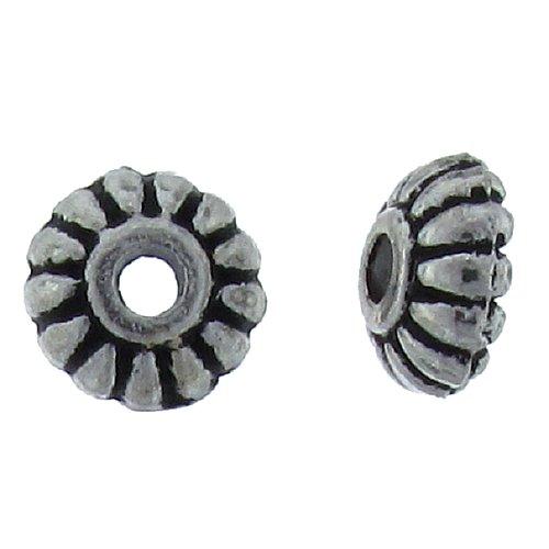 Pewter, 10.0mm Width by 10.0mm Length by 4.2mm Height, Corrugated Bead Cap. Quantity Per Pack: 60 Pieces.