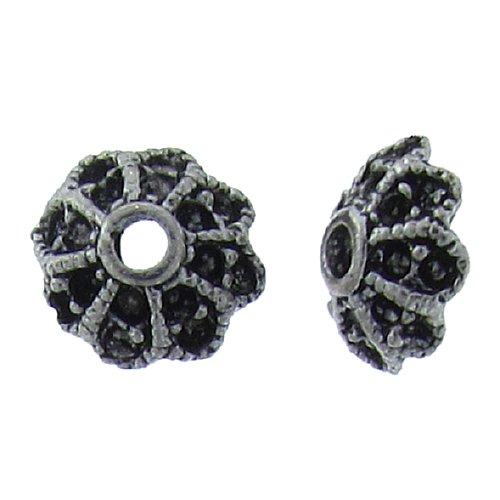 Pewter, 9.9mm Width by 9.6mm Length by 3.8mm Height, Textured Fancy Bead Cap. Quantity Per Pack: 22 Pieces.