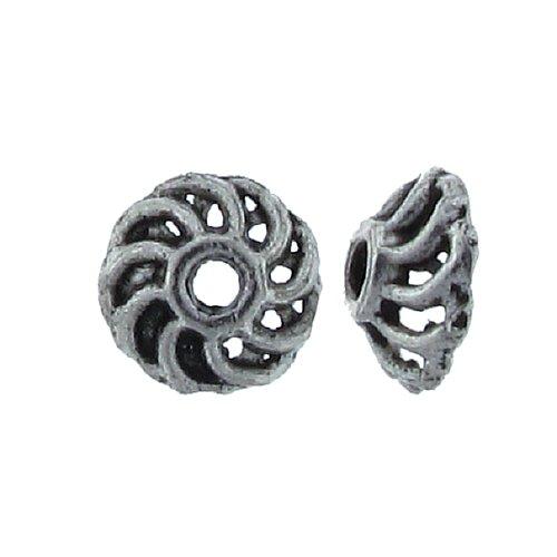 Pewter, 9.0mm Width by 8.9mm Length by 3.6mm Height, Textured Bead Cap. Quantity Per Pack: 120 Pieces.