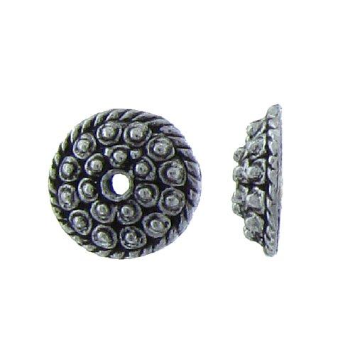 Pewter, 10.7mm Width by 10.7mm Length by 3.2mm Height, Textured Bead Cap. Quantity Per Pack: 70 Pieces.
