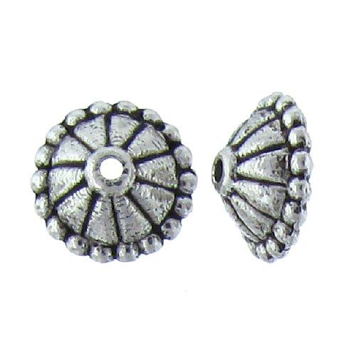 Pewter, 10.8mm Width by 10.8mm Length by 4.7mm Height, Textured Bead Cap. Quantity Per Pack: 50 Pieces.