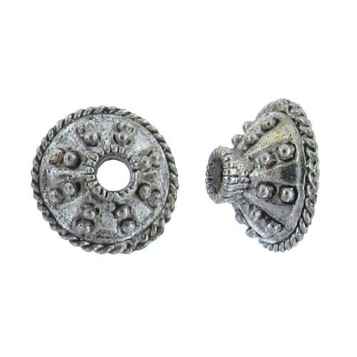 Pewter, 13.4mm Width by 13.3mm Length by 6.8mm Height, Textured Bead Cap. Quantity Per Pack: 27 Pieces.