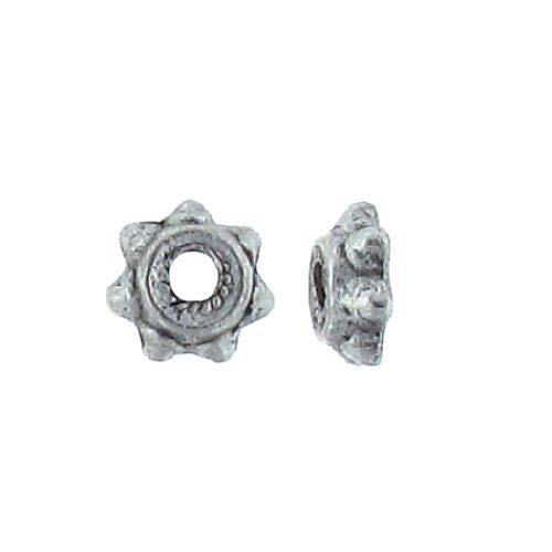 Pewter, 5.8mm Width by 5.9mm Length by 2.1mm Height, Textured Star Bead Cap. Quantity Per Pack: 215 Pieces.