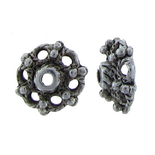 Pewter, 4.5mm Width by 11.2mm Length by 12.1mm Height, Textured, Fancy Round Bead Cap. Quantity Per Pack: 35 Pieces.