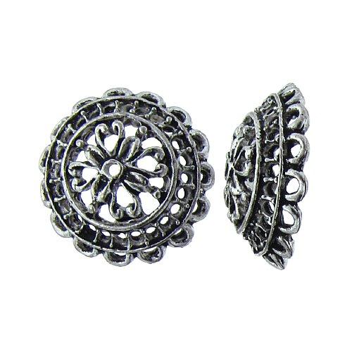 Pewter, 8.6mm Width by 25.6mm Length / Height, Fancy Textured Flower Bead Cap. Quantity Per Pack: 6 Pieces.