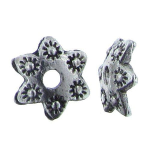 Pewter, 2.8mm Width by 10.4mm Length / Height, Stamped Star Bead Cap. Quantity Per Pack: 88 Pieces.