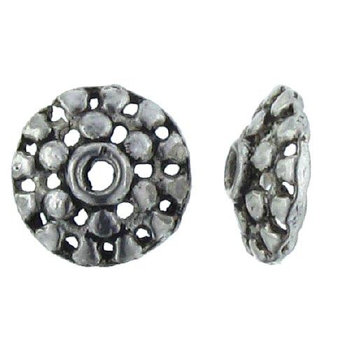 Pewter, 3.4mm Width by 11.1mm Length / Height, Textured Round Flower Bead Cap. Quantity Per Pack: 76 Pieces.