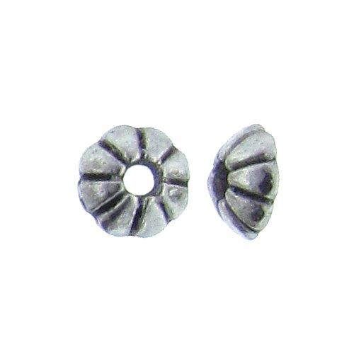 Pewter, 4.5mm Width by 12.6mm Length / Height, Fancy Textured Flower Round Bead Cap. Quantity Per Pack: 20 Pieces.