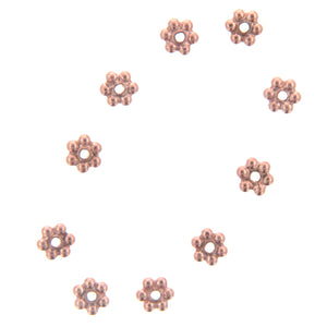 Sterling Silver, Rose Gold Plated, 3.4mm Width by 1.3mm Thickness, Daisy Bali Bali Bead. Quantity Per Pack: 128 Pieces.