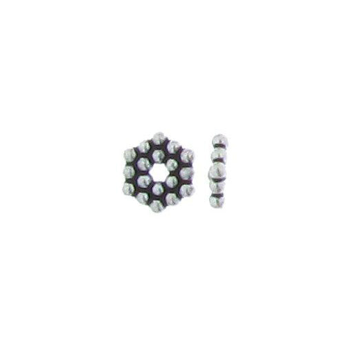 Sterling Silver, 9.8mm Width by 2.0mm Thickness, Snowflake Daisy Bali Bali Bead. Quantity Per Pack: 15 Pieces.