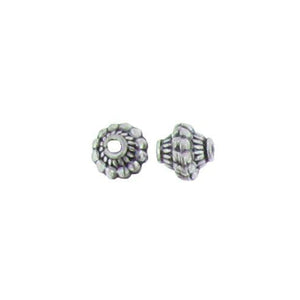 Sterling Silver, 7.6mm Width by 7.9mm Length / Height, Textured Bi-Cone Bali Bead. Quantity Per Pack: 27 Pieces.