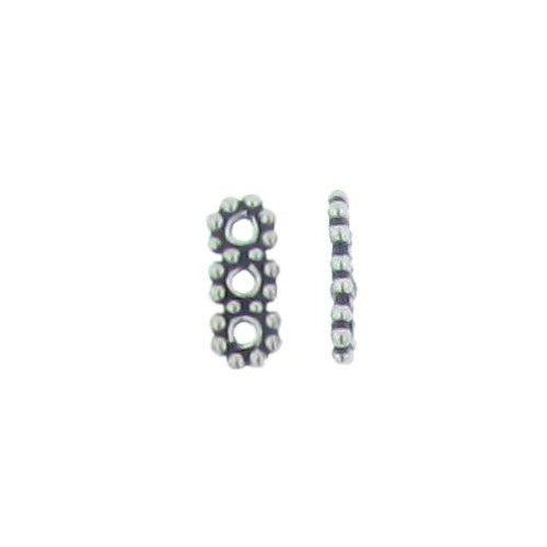 Sterling Silver Oxidized, 5.4mm Width by 13.0mm Height by 1.7mm Thickness, Triple Daisy Bali Bali Bead. Quantity per pack: 20 Pieces.