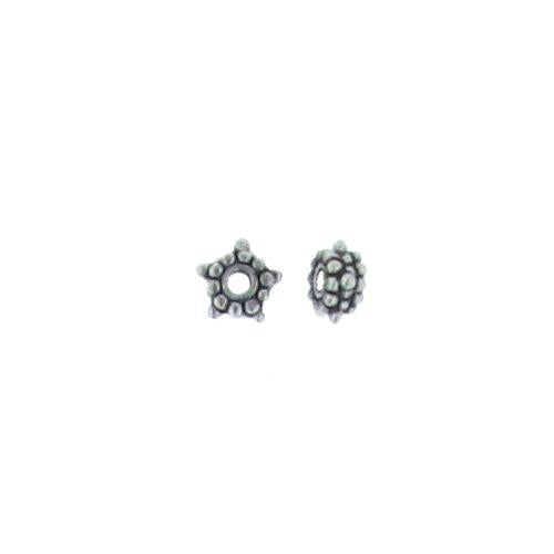 Sterling Silver Oxidized, 6.9mm Width by 6.9mm Length by 3.6mm Height, Star Bali Bead. Quantity per pack: 20 Pieces.