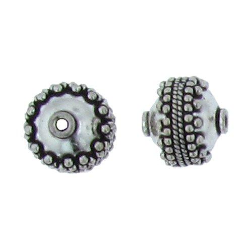 Sterling Silver Oxidized, 14.5mm Width by 14.3mm Length by 13.6mm Height, Fancy Round Bali Bead. Quantity per pack: 2 Pieces.