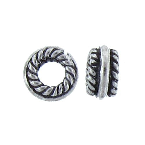Sterling Silver, 3.4mm Width by 6.4mm Length / Height, Textured, Round Bali Bead. Quantity Per Pack: 60 Pieces.