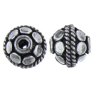 Sterling Silver, 7.6mm Width by 8.2mm Length / Height, Textured, Round Bali Bead. Quantity Per Pack: 27 Pieces.