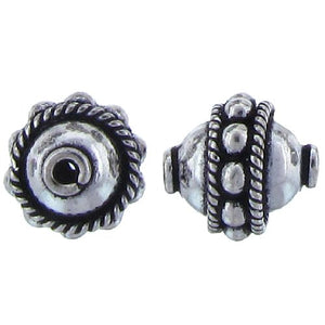 Sterling Silver, 11.2mm Width by 10.1mm Length / Height, Textured, Round Bali Bead. Quantity Per Pack: 19 Pieces.